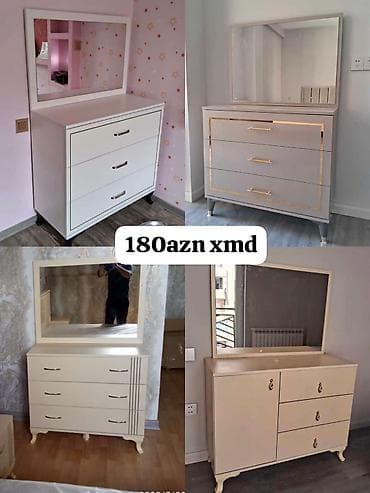 Tualet masası və komod dəsti - Geniş güzgülü üst hissə: makiyaj, saç