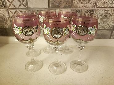 caxir qabi: Qədəhlər, rəng - Çəhrayı, Şüşə, 6 ədədli dəst — 1