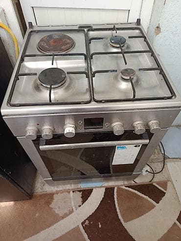 Elektronika: Qaz-elektrik kombinə edilmiş bişirmə sobası - Üst panel: 3 qaz ocağı — 1