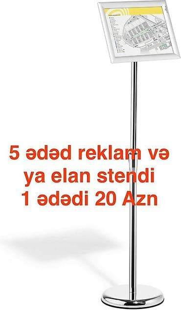 Reklam lövhələri: Reklam/elan stendi – şaquli borulu, dairəvi dayaq altlıqlı, tək ayaqlı — 1