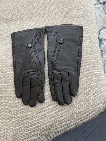 Dəbilqələr: Qehveyi dəri əlcək - Material: yumşaq təbii dəri - Rəng: qara - — 2