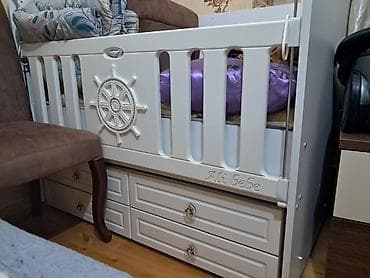 Uşaq beşiyi – “Ali bebe” dizaynı - Rəng: ağ - Material: MDF/laminat — 2