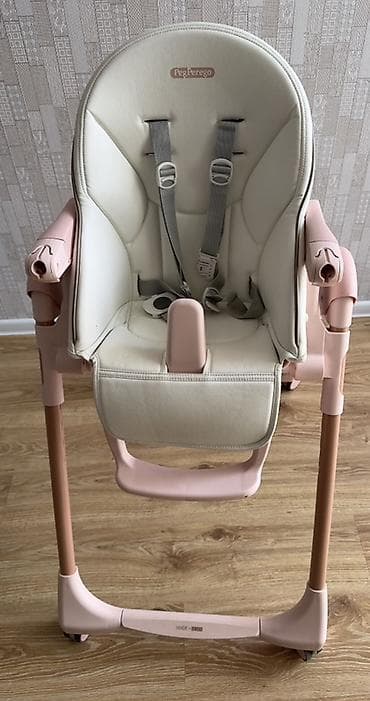 Игрушки: Peg Perego yemək stulu - Rəng: açıq krem oturacaq, pudra-çəhrayı — 1