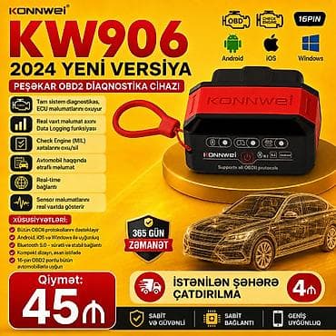 auto az qazel: Diaqnostika cihazları. 🚩 KONNWEI KW906 Red 1 x 45 man. 🚩 HUMZOR Z100 — 3