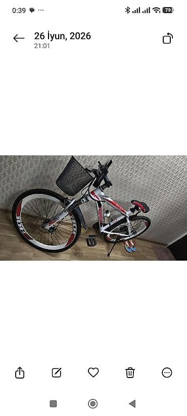 Velosiped – dağ/şose tipli, 26” təkərli - Rəng: ağ-qırmızı-qara dizayn — 1