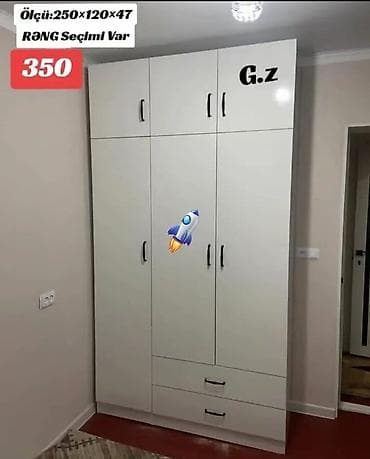 Geniş tutumlu paltar dolabı - Ölçü: 250×120×47 sm (şəkildə qeyd