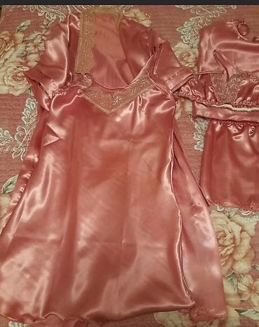 Gecəliklər: Qadınlar üçün atlas gecə dəsti – 5 parça Rəng: pudra/çəhrayı — 3