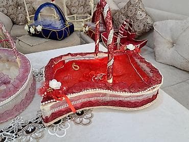 irsad telecom smart saat: Xonça və nişan dəsti üçün əl işləri – məxmər və krujeva dekorlu - — 3