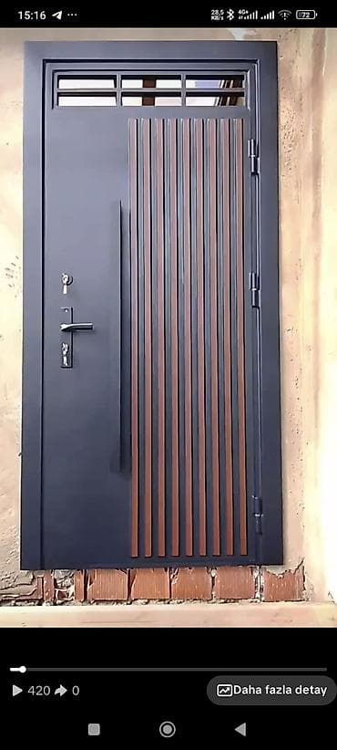 sef qap: Dəmir Həyət darvazası, Yana açılan, Mexaniki, Qapı ilə, rəng - Qəhvəyi — 6