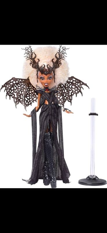 Kolleksiya üçün xüsusi dizaynlı moda kuklası. - Qara, parıltılı uzun