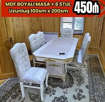 stol ve stullarin qiymeti: Qonaq otağı üçün, Yeni, Açılmayan, Dördbucaq masa, 6 stul — 4