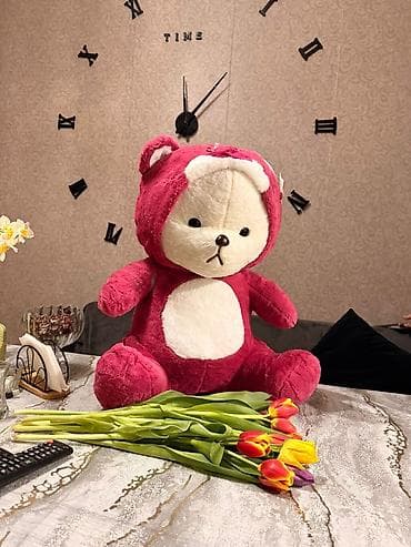 oyuncaq ayılar: Məhsul: Yumşaq oyuncağ ayı balası (kapüşonlu) - Rəng: tünd çəhrayı — 1