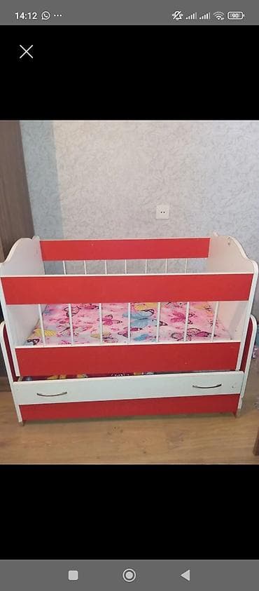 Beşiklər: Uşaq beşiyi – çekmecəli model - Rəng: qırmızı-ağ - Material — 1