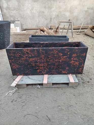 drelər: Uzun düzbucaqlı dekorativ beton çiçək yeşikləri - Material: armaturla — 3