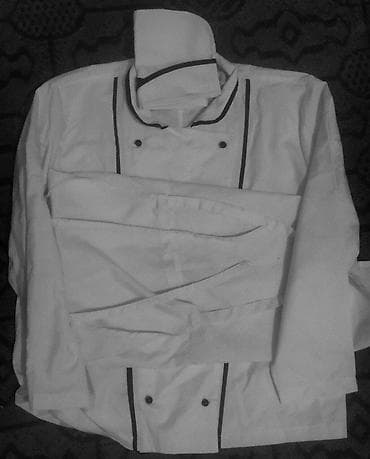 Aşpaz forması dəsti - Rəng: ağ, qara kantlarla - Komplekt: uzunqol