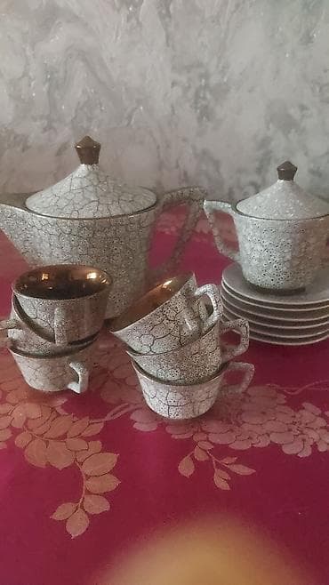 sud separatoru: Çay dəsti, rəng - Qızılı, Farfor — 2