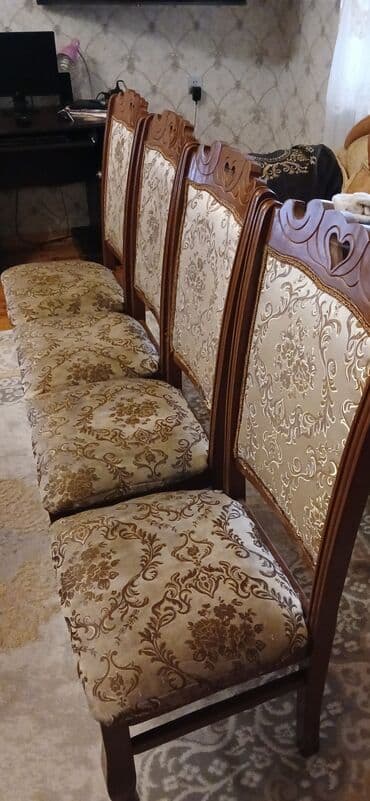 mətbəxt stol stulu: Qonaq otağı üçün, İşlənmiş, Açılan, Oval masa, 8 stul — 3