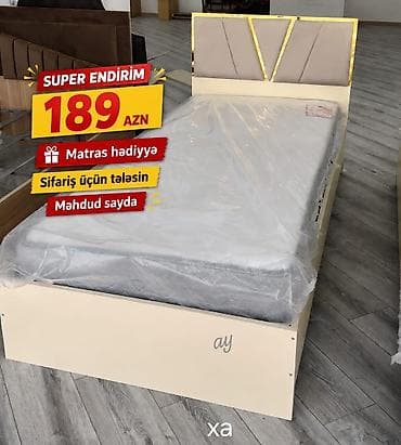 matras satisi: Müasir tək nəfərlik çarpayı dəsti - Rəng: krem - Başlıq: yumşaq — 1