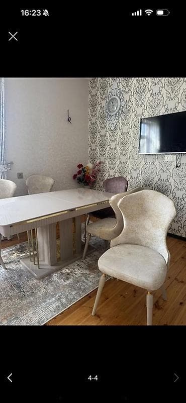 kunc mebeli: Mebel dəsti – qonaq otağı üçün - Yumşaq krem rəngli künc divan — 3