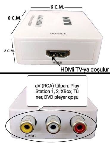 Noutbuklar üçün örtük və çantalar: 3 RCA – HDMi ötürücüsü-konverter. Analoq Rəqəmsal cevirici; AV — 1