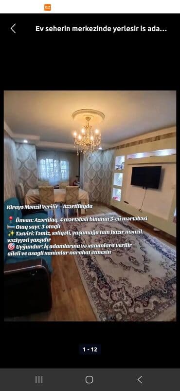 otaq yoldaşı: Kirayə verilən 3 otaqlı mənzil Azərifar küçəsində, 4 mərtəbəli binanın — 1