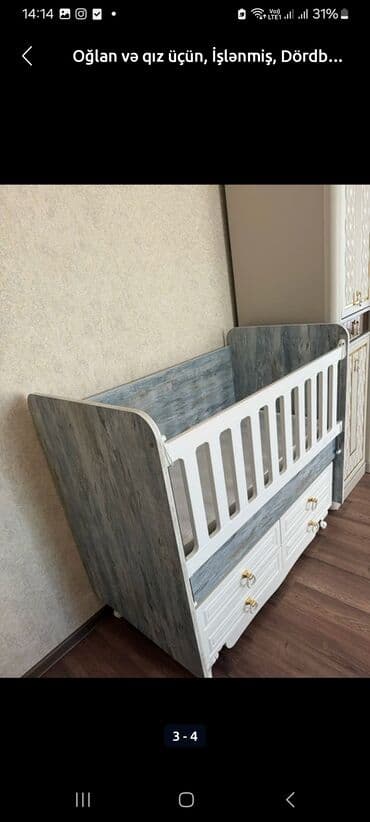 umivalnik satilir: Oğlan və qız üçün, İşlənmiş, Dördbucaq, Beşik, Dəstsiz, Matras ilə, Yellənmə mexanizmsiz — 2