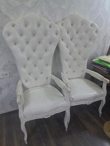 ev mebel: Zərif klassik üslubda 4 ədəd yüksək arxalı kreslo dəsti. - Rəng — 1
