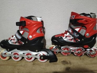 İdman çantaları: Uşaq üçün inline konkisətləri (roller) - Rəng: qırmızı/qara/ağ - Təkər — 2