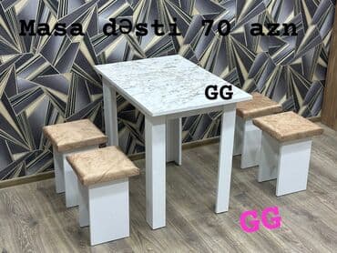 metbex masa: Mətbəx üçün, Yeni, Açılmayan, Dördbucaq masa, 4 stul — 4