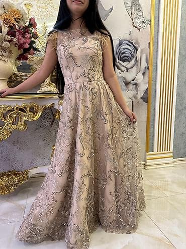 vecerni donlar instagram: Zərif gecə/libas – şampan/bej rəngdə, tam uzun. - Siluet: beldən — 3