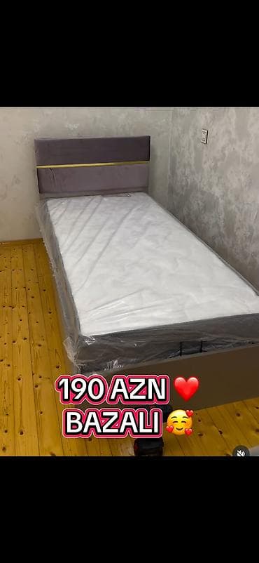 tek kravatlar: Bazalı tək nəfərlik çarpayı + döşək - Ölçü: tək nəfərlik (standart — 1