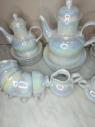 çay servis: Çay dəsti, rəng - Ağ, Farfor, 6 nəfərlik, SSRİ — 2