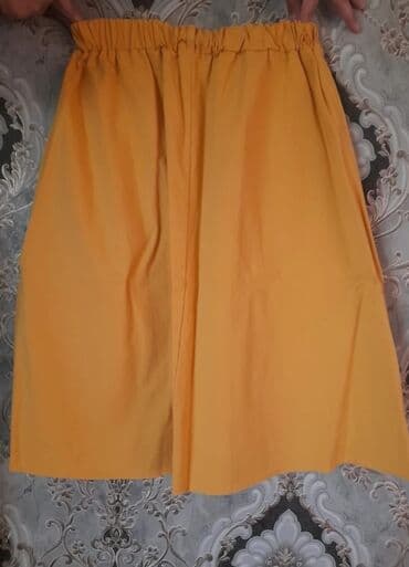 bilərzik modelləri: Sarı rəngli qadın ətəyi - Model: A-kəsimli, dizə yaxın uzunluq - — 3