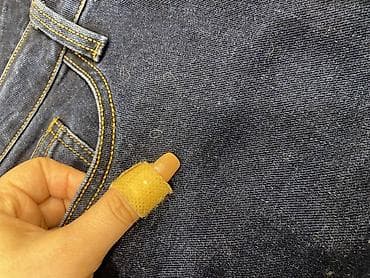 kisi salvari: Tünd-mavi rəngdə klassik cins şalvar baha alinb kişi ucun - Material — 7