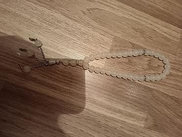 Qol saatları və aksesuarlar: Ağ rəngli təsbeh – klassik dizayn - Material: süd-ağ, yarımşəffaf daş — 4