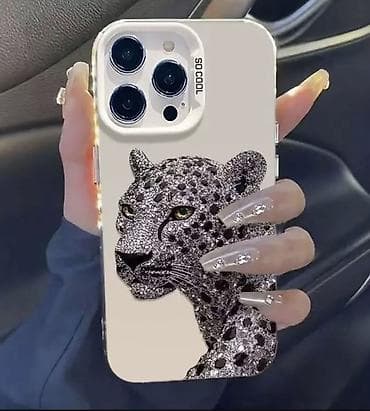 iphone 12 pro case: Məhsul: Zərli panter dizaynlı telefon qabı - Modellər: iPhone Pro/Pro — 2