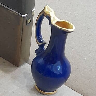 Termoqablar: Vintage vaza Limoges France, tünd göy çini 22 karat qızıl "Aşiq cüt" — 6