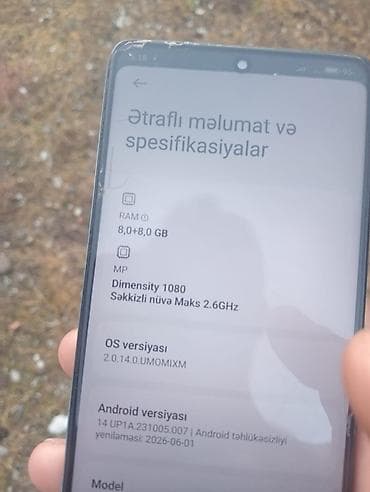 22 ekran monitor: Redmi Note, 256 GB, rəng - Göy, Barmaq izi — 9