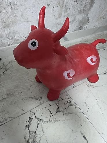 keramet oyuncaq: Uşaq üçün şişmə tullanma oyuncağı – Qırmızı dana - Material: qalın — 2