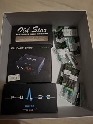 permanent aparati satisi: Permanent aparatı + gücləndirici + boya halqaları + 17 iynə — hamısı — 1