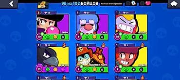 Brawl Stars hesabı - Kolleksiya: 98/102 döyüşçü açılıb - Kupa