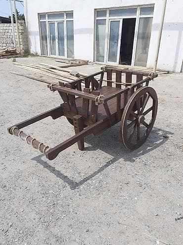 heyet stolari: Taxta dekorativ araba (iki təkərli) - Material: tam ağacdan — 6
