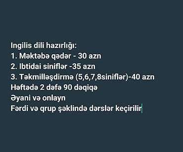fars dili tercume: Məktəbəqədər və ibtidai sinif hazırlığı, Azərbaycan dili, Əyani, Onlayn, məsafəli, Fərdi — 1