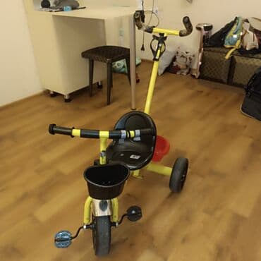 детские машинки на педалях: Uşaq üçtəkərli velosipedi – sarı rəng, “Sport” yazılı model — 1