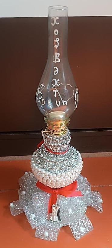 stol lampası: Bəzəkli klassik lampa (muncuq və kristal detallı) - Neft lampası — 1