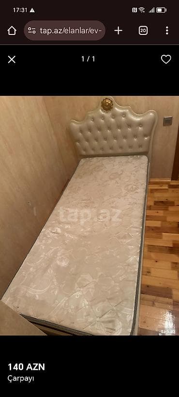 taxt bazali: Təknəfərlik çarpayı, Matras ilə, Siyirməsiz — 1