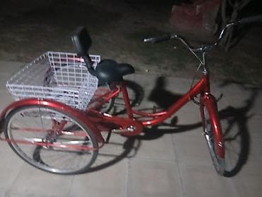 Qırmızı üçtəkərli velosiped – böyük arxa səbətli şəhər/daşıma modeli — 3