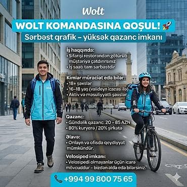 Moto-kuryer tələb olunur, Gündəlik ödəniş, Təcrübəsiz — 1