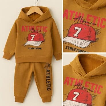 Bayram kostyumları: Uşaq üçün iki hissəli idman dəsti – kapüşonlu svitşot və şalvar — 4