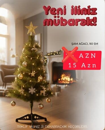 Şam ağacı – 90 sm - Kompakt ölçü: 90 sm hündürlük, mənzil və ofislər